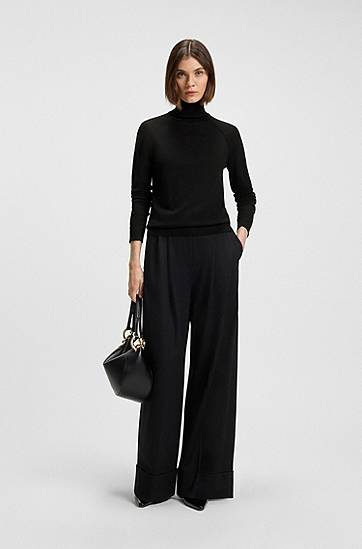 Sweater BOSS Rollneck sweater merino wool Svart | 50548298, 1