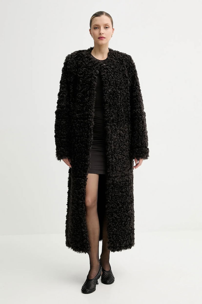 Rockar STAND STUDIO Stand Studio Renata Long Curly Coat Svart | 66551.9396