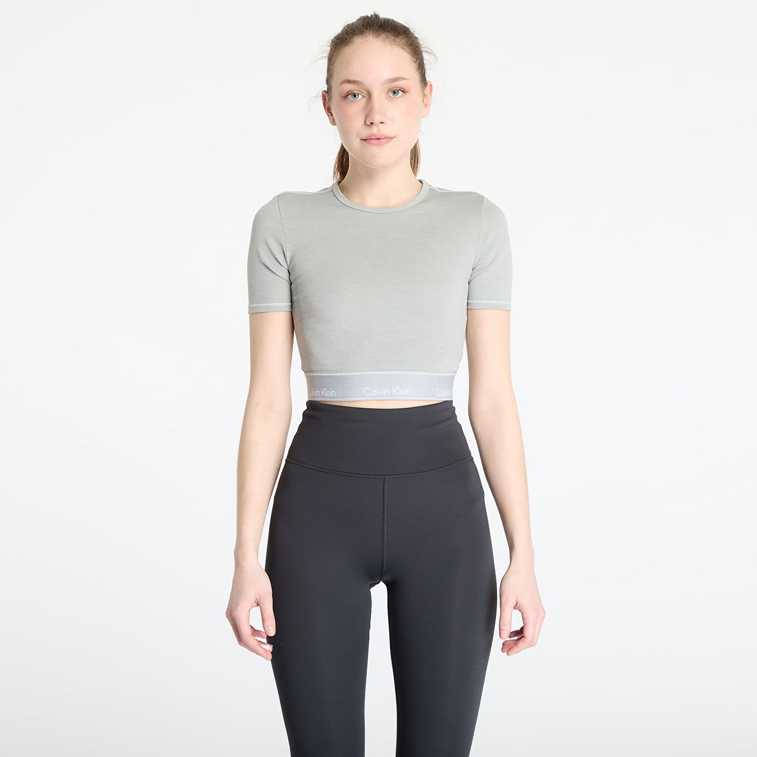 Crop top CALVIN KLEIN Calvin Klein Sport Short Sleeve Crop Top Grå | LVGWS5K144 P7A, 0