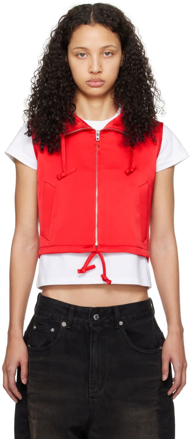 Väst We11done Hooded Cropped Vest Röd | WD-VT0-24-101-W-RD