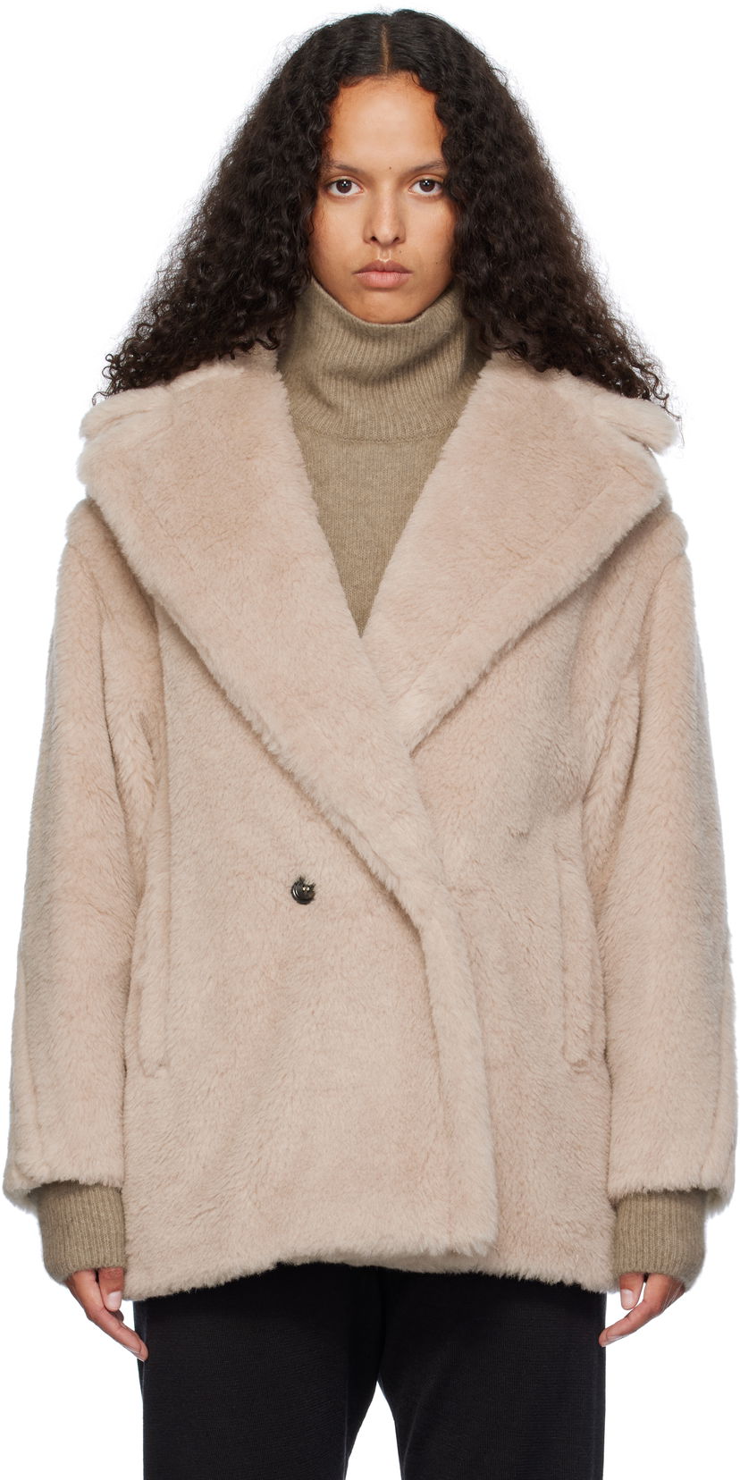 Jacka Max Mara Max Mara Olga Short Faux-Fur Coat Beige | 2421086032600 MM10501