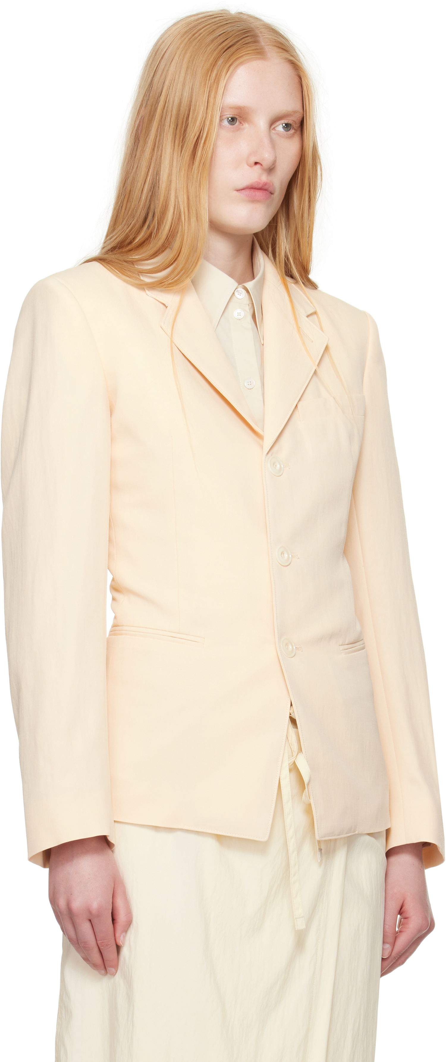 Jacka LEMAIRE Lemaire Single-Breasted Fitted Blazer Beige | JA1071 LF1362, 1