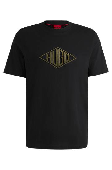 T-shirt BOSS HUGO T-Shirt with Geometric Logo Embroidery Svart | 50534934