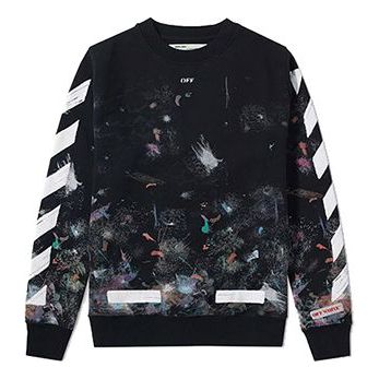 Sweater Off-White Galaxy Print Sweatshirt Svart | OMBA003F176190309901, 0