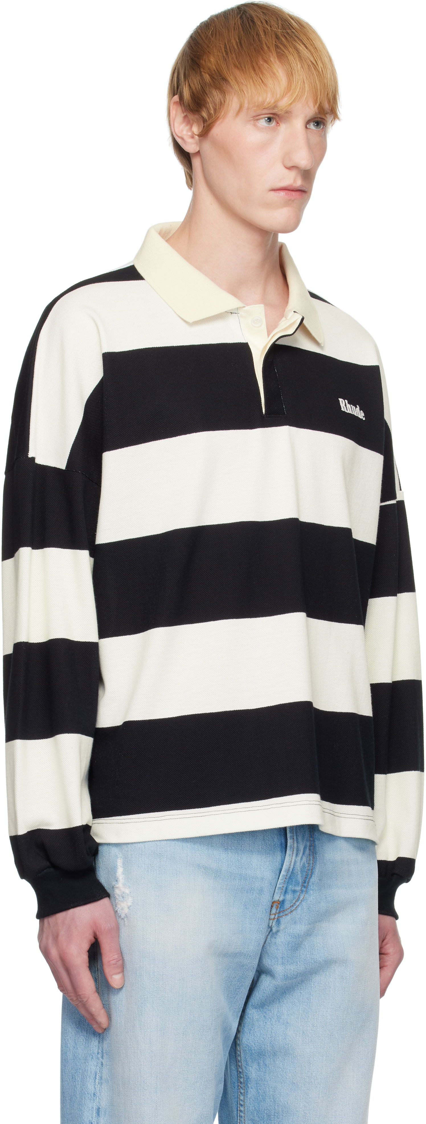 Polotröja Rhude Rhude Striped Piqué Polo Svart | RHSS25PO03012, 1