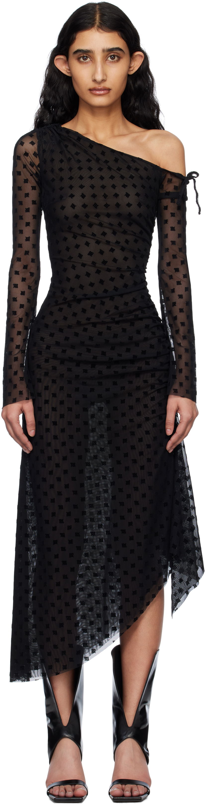 Klä MISBHV MISBHV Monogram Dropped Shoulder Midi Dress Svart | 250W813