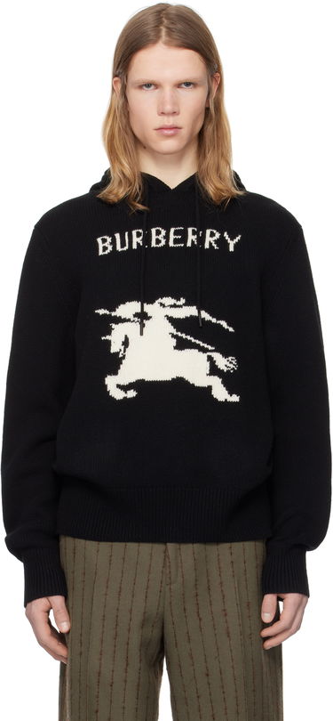 Sweater Burberry Intarsia Knight Logo Wool Cashmere Hoodie Svart | 8104522, 0