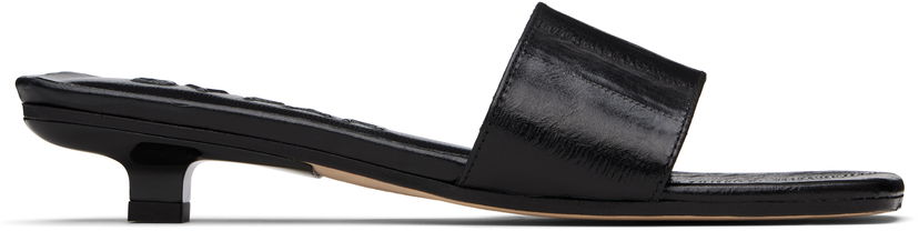 Tillbehör BY FAR BY FAR Ceni Eel Embossed Leather Heeled Sandals Svart | MWFHO014CL036BK001PL