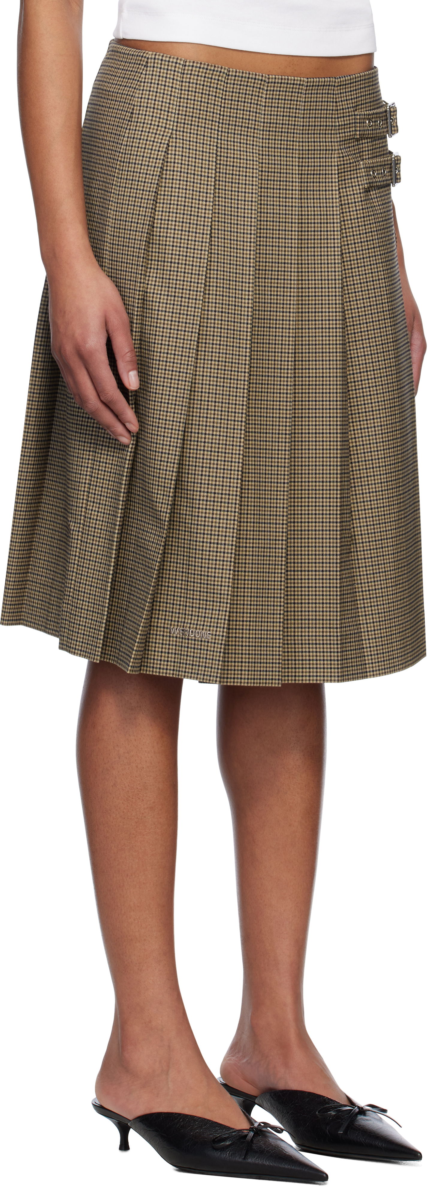 Kjol We11done We11done Checkered Pleated Midi Skirt Brun | WD-SK0-25-262-W-BG, 1
