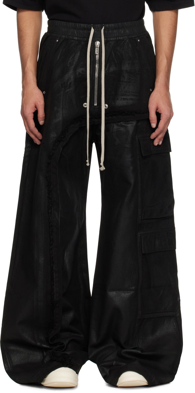 Cargo byxor Rick Owens Rick Owens DRKSHDW Hollywood Imbalanced Double Cargo Jumbo Belas Denim Cargo Pants Svart | DU01E3375 DCF