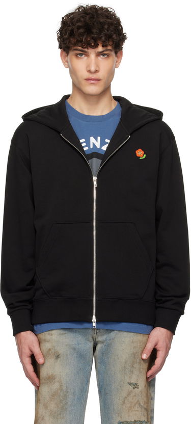 Sweatshirt KENZO Pop Embroidered Black Zip Hoodie Svart | FF55SW2664MF, 0