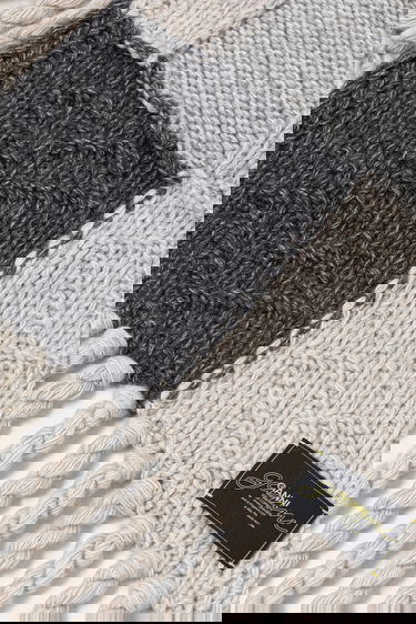 Halsduk GANNI Knitted Wool Cotton Bubble Patchwork Scarf Flerfärgad | A6662, 2