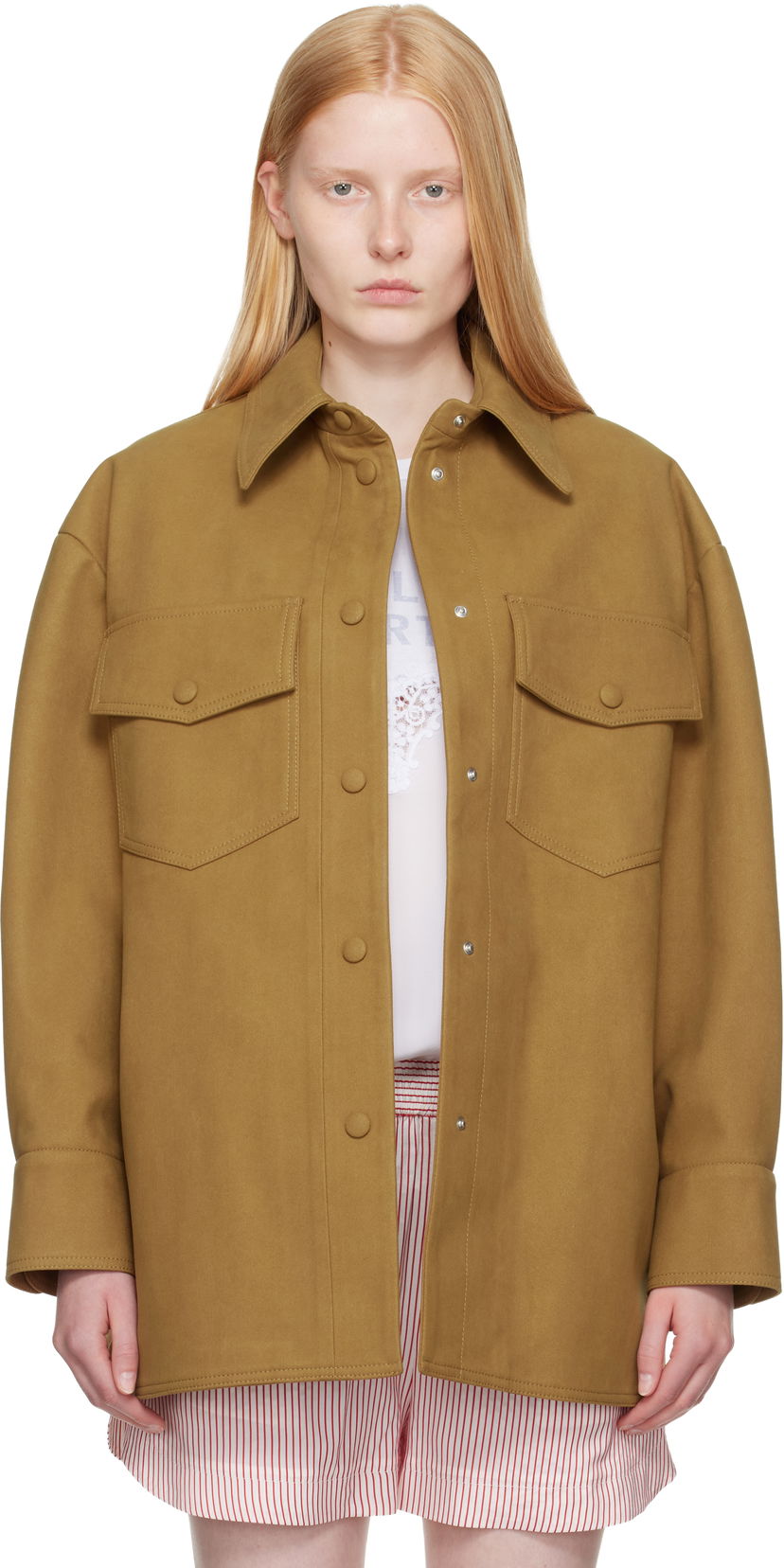 Jacka Stella McCartney Stella McCartney Faux-Suede Overshirt Brun | 6601253GU309