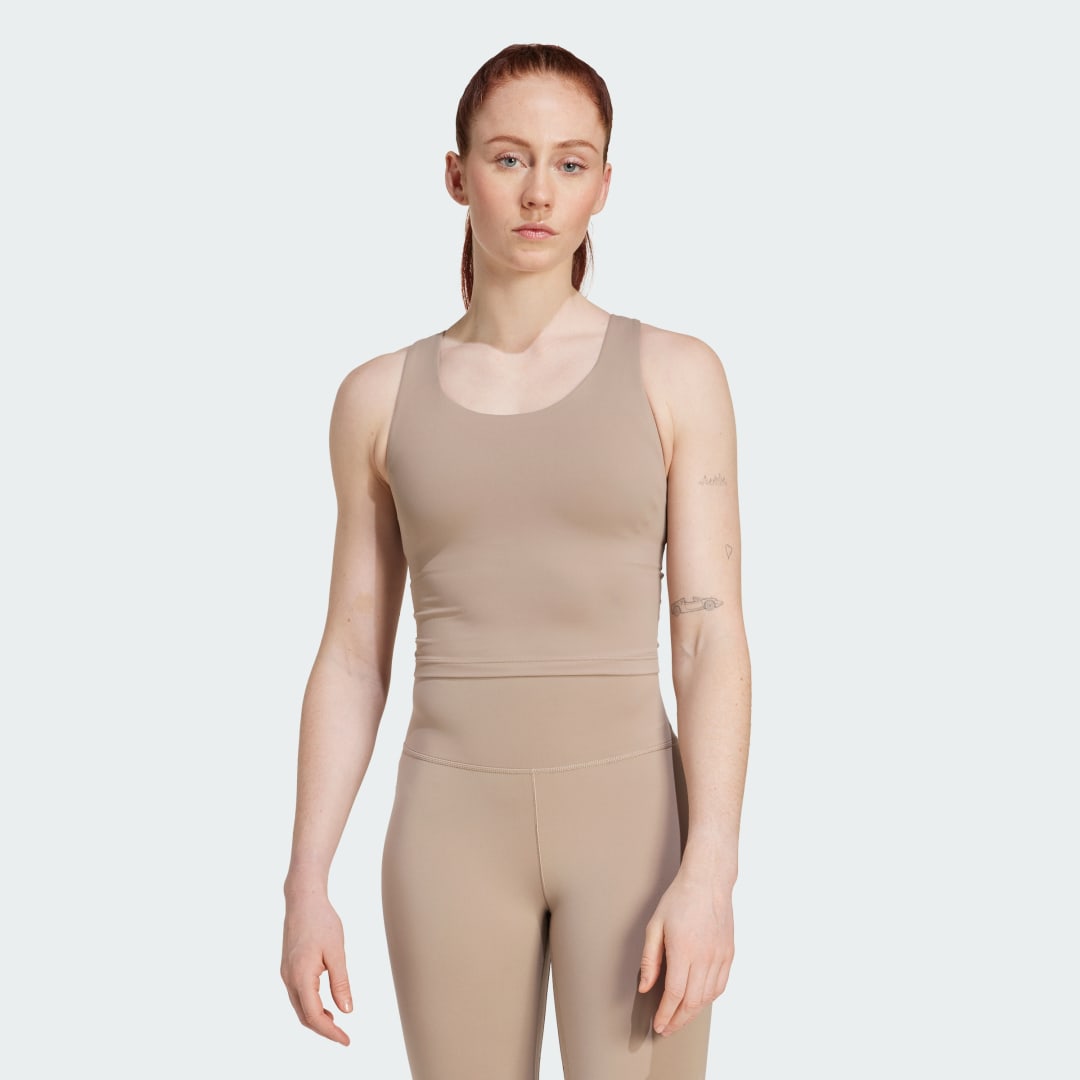 Linne adidas Performance All Me Medium Support Tank Top Beige | JL5521, 0