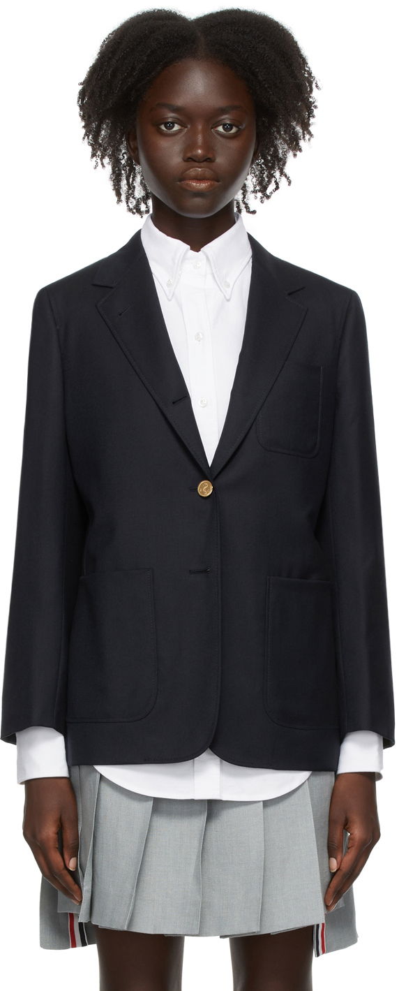 Jacka Thom Browne Thom Browne Super 120s Sack Blazer Mörkblå | FBC334A-00626