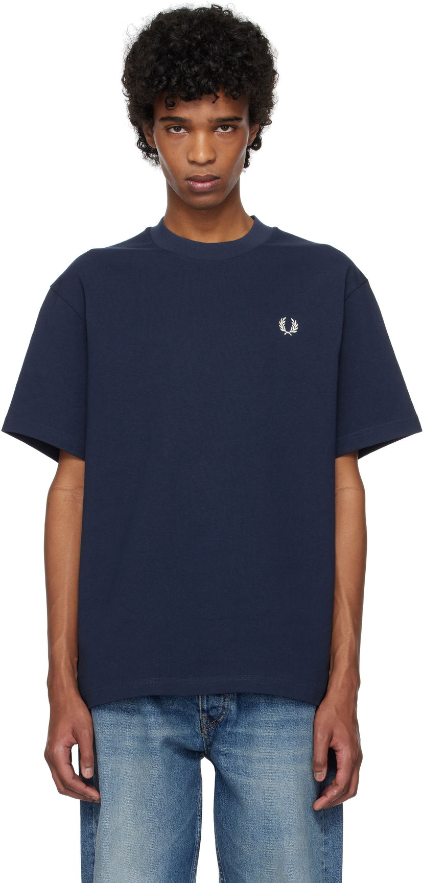 T-shirt Fred Perry Fred Perry Embroidered T-Shirt Mörkblå | M9826