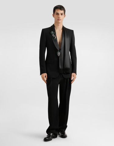 Jacka Dolce & Gabbana Dolce & Gabbana Single-Breasted Wool Gabardine Jacket with Silk Scarf Svart | G2VP3TFU21EN0000, 1
