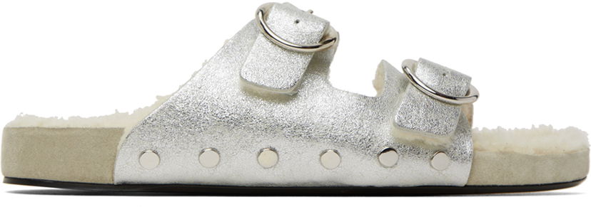 Tillbehör ISABEL MARANT Isabel Marant Lennyo Shearling-Lined Buckle Sandals Beige | 22HSD0462-22H021S