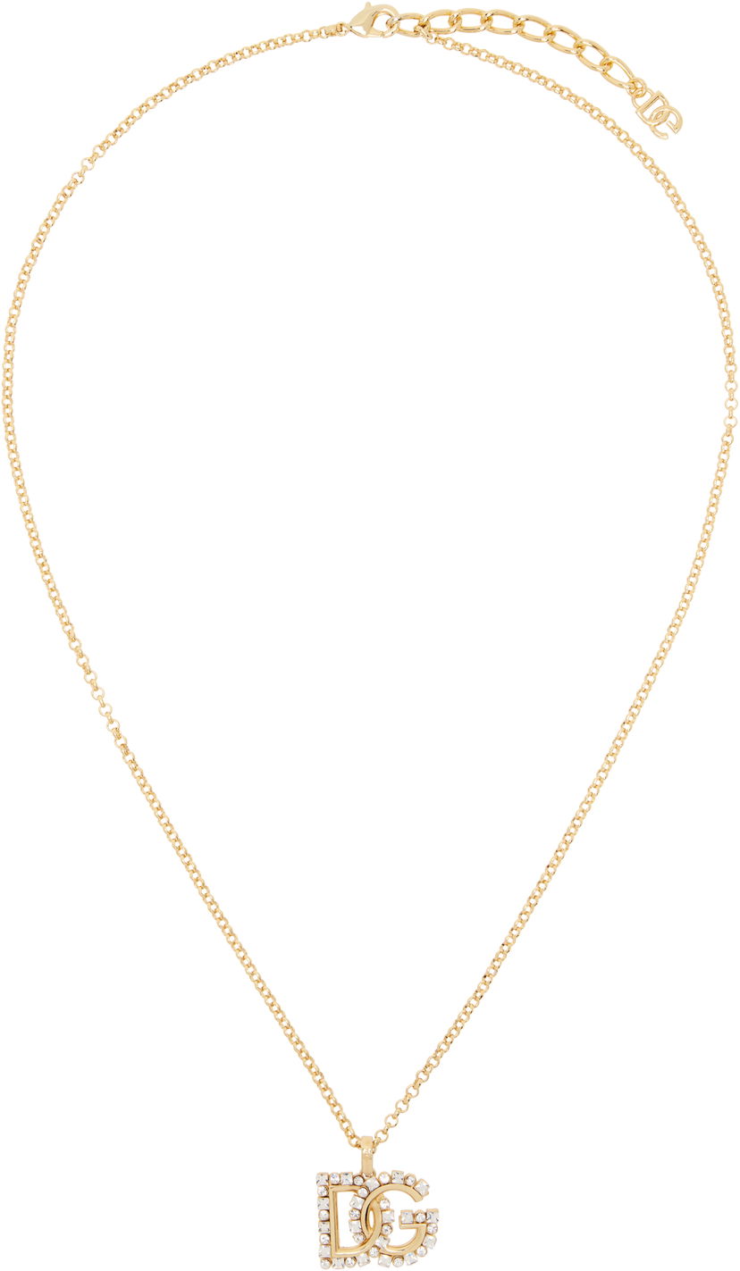Halsband Dolce & Gabbana Dolce&Gabbana Crystal 'DG' Logo Chain Necklace Metallisk | WNR2L4 W1111