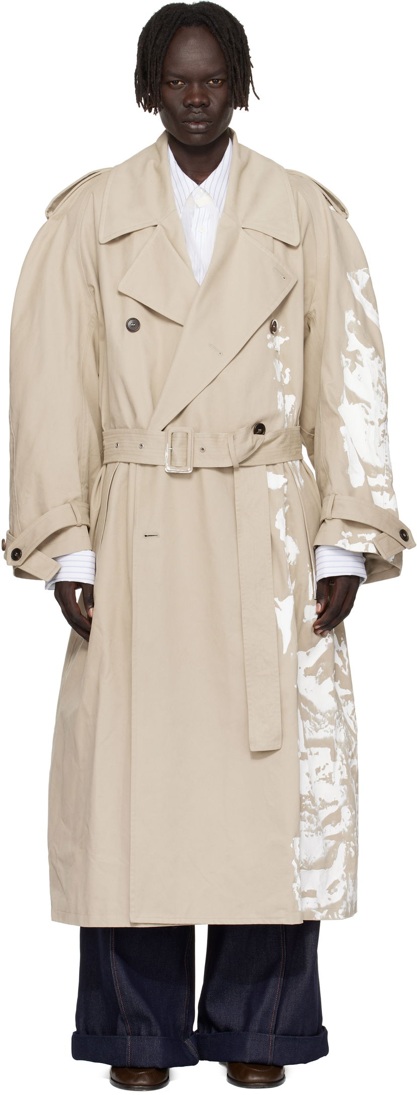 Trenchcoat HED MAYNER Hed Mayner Painted Trench Coat Beige | HMMB10004S-HB180