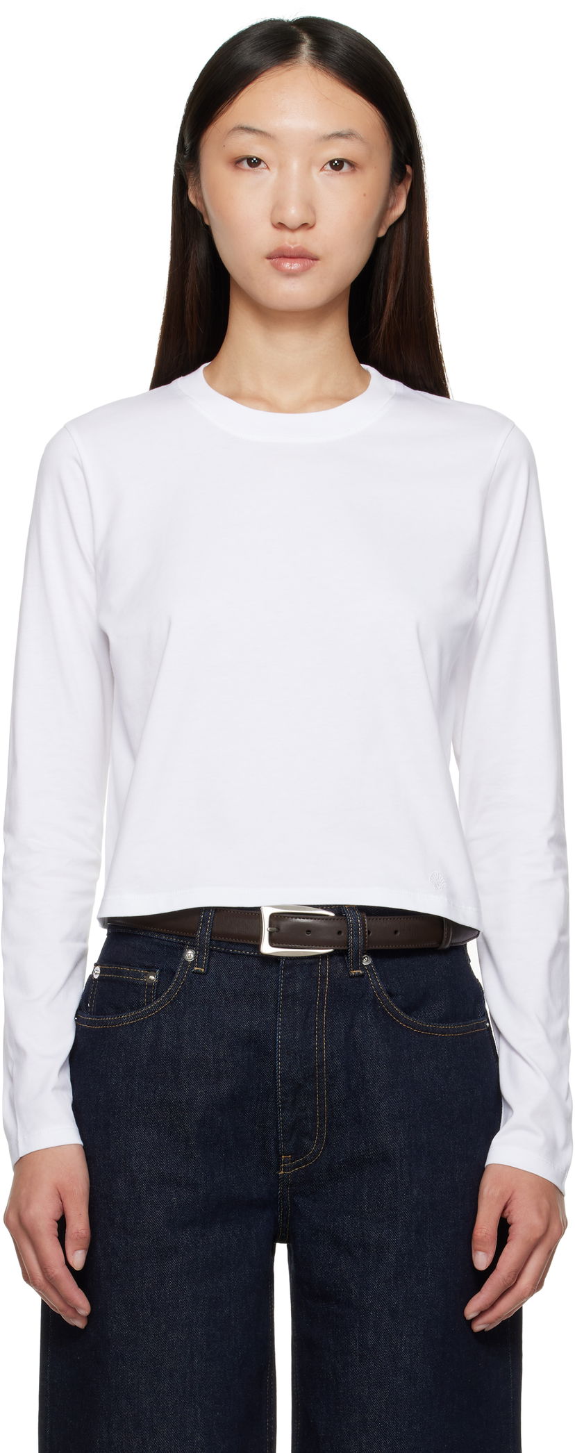 T-shirt Loulou de Saison Loulou de Saison Masal Organic Cotton Long Sleeve T-Shirt Vit | MASAL LDS