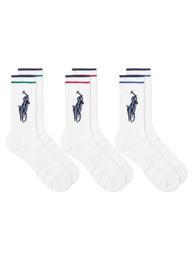 Strumpor Polo by Ralph Lauren Pony Player Cotton Crew Sock - 3 Pack Vit | 449723748001