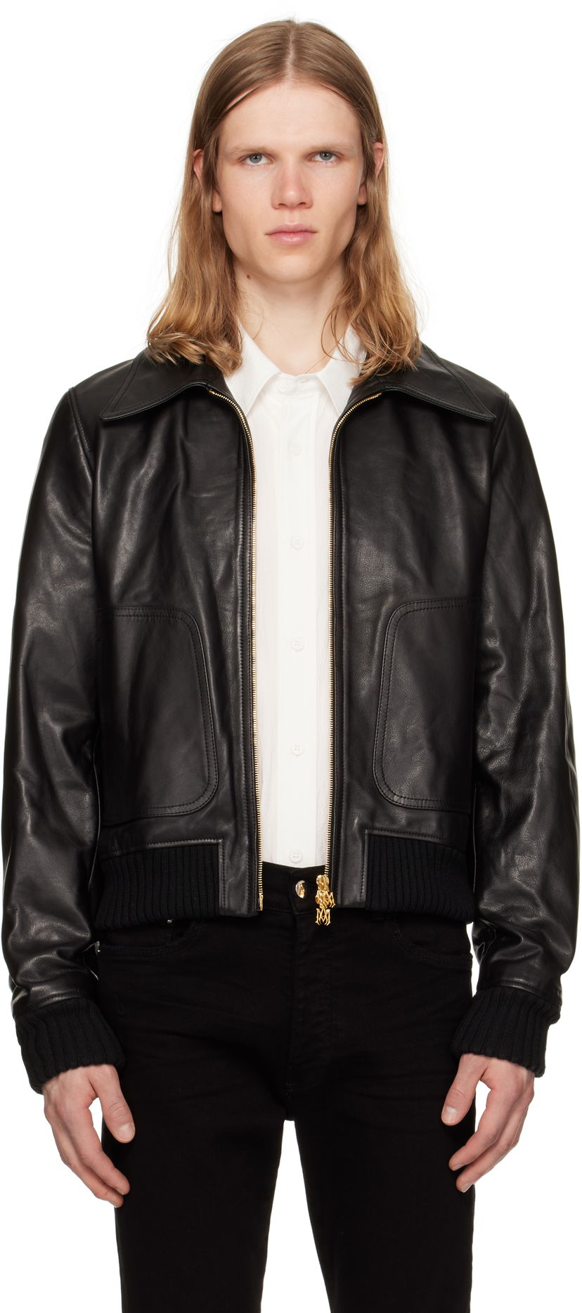 Bomberjacka AMIRI AMIRI Zip Leather Jacket Svart | AMLTJT1028