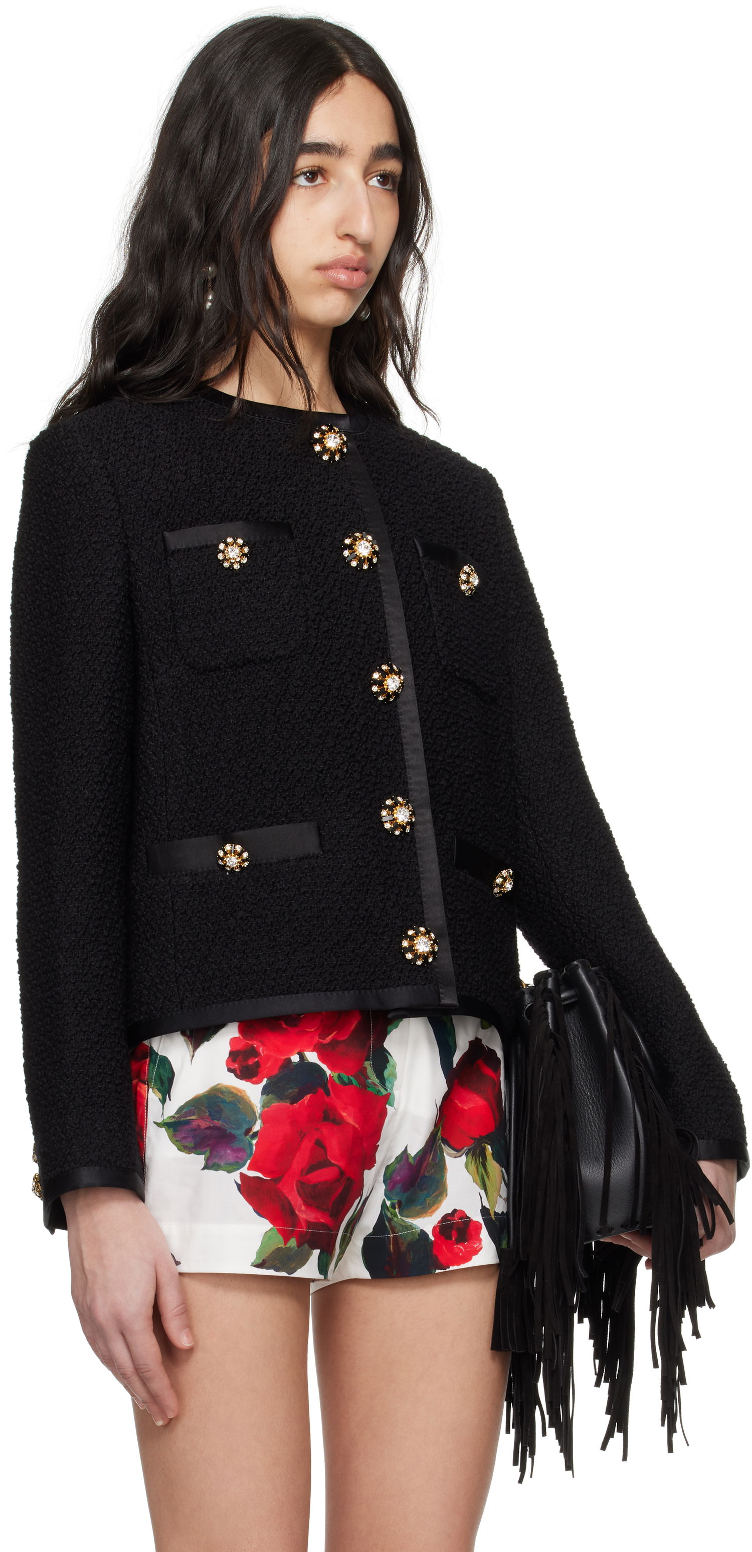 Jacka Dolce & Gabbana Dolce&Gabbana Cropped Single-Breasted Jacket Svart | F27DAZ FU3JL, 1