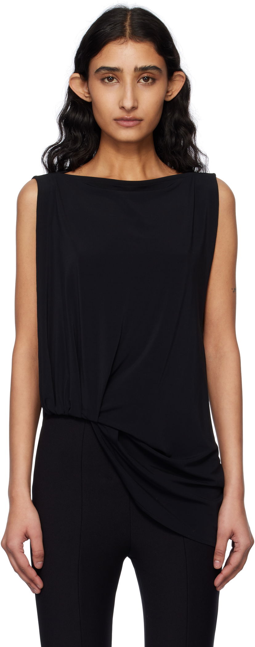 Linne Jacquemus Jacquemus La Croisière 'The Peplo' Draped Top Svart | 25E251TO122-2381