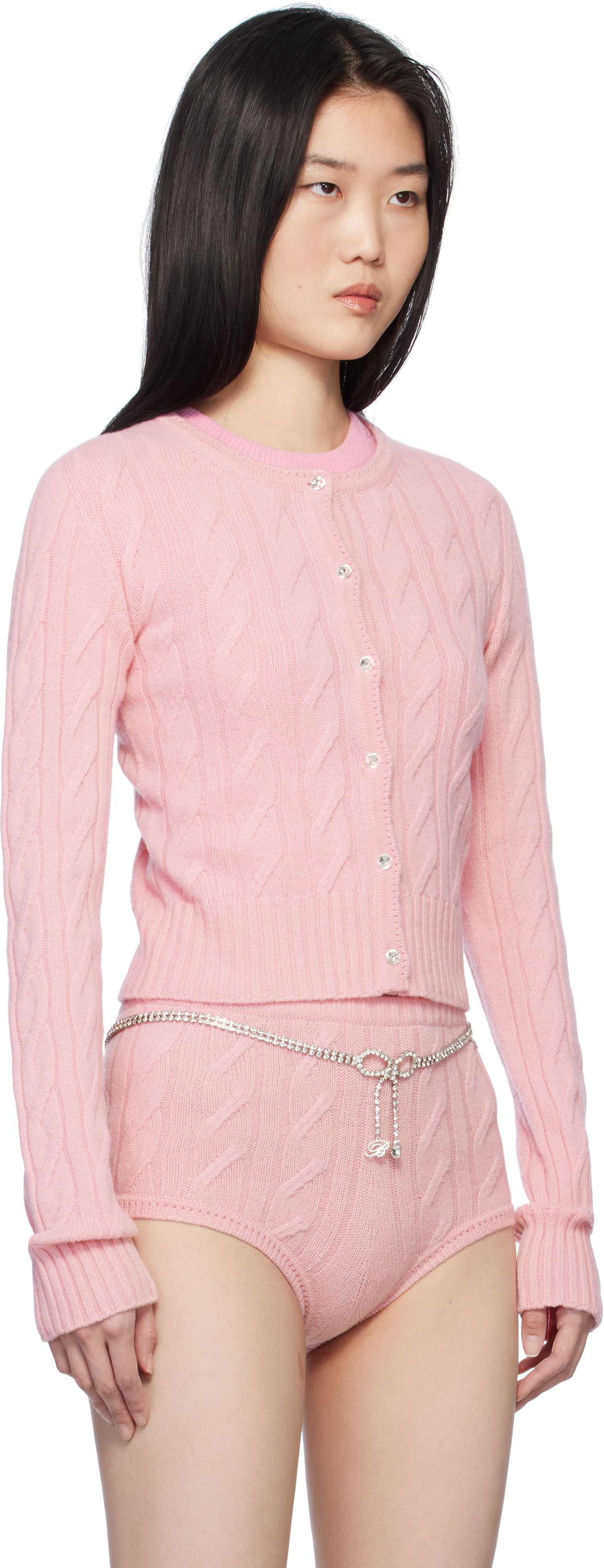Sweater Blumarine Blumarine Wool & Cashmere Knit Cardigan Rosa | P522M570A, 1