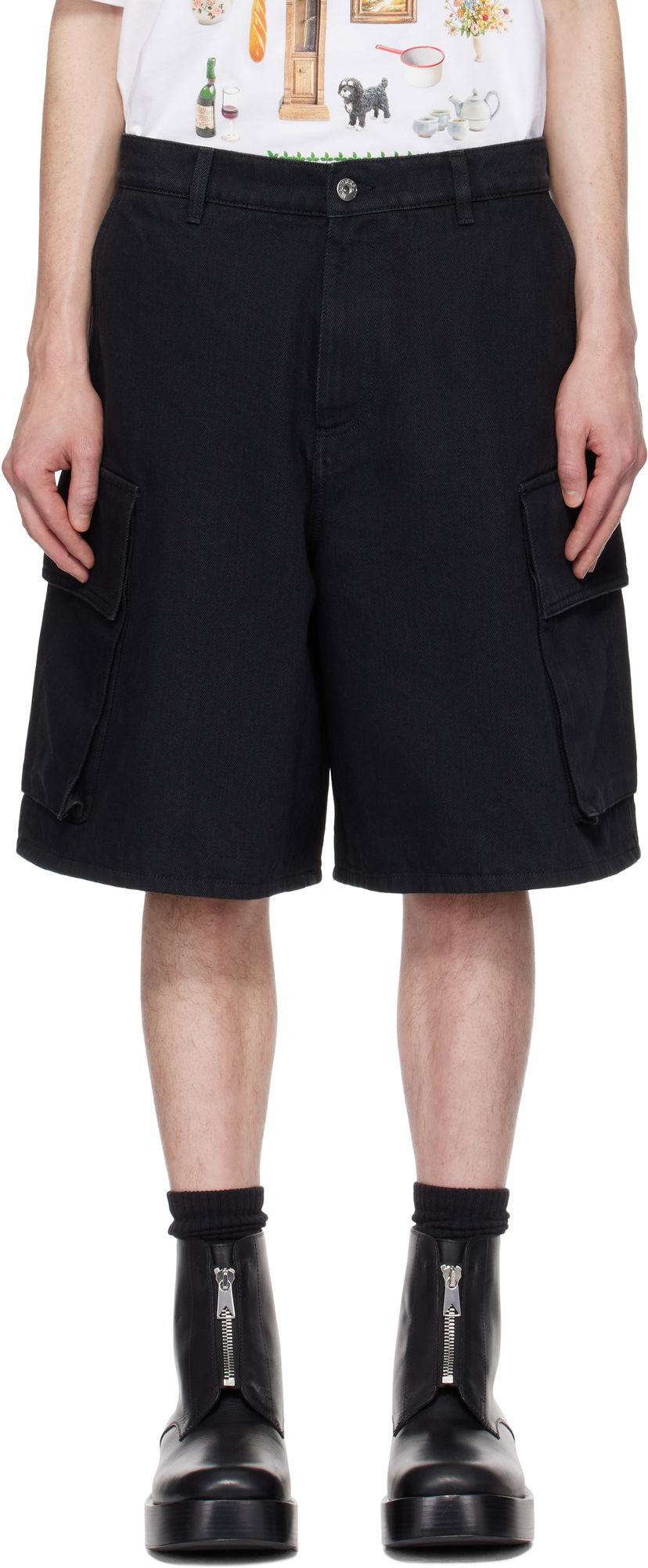 Shorts JW Anderson JW Anderson Cargo Denim Shorts Svart | DT0108-PG1595