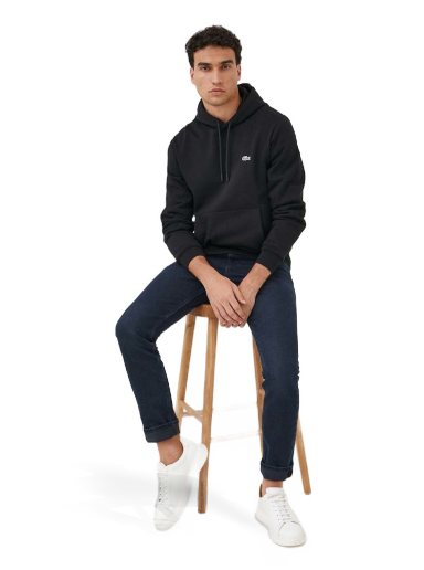 Sweatshirt Lacoste Organic Cotton Hoodie Svart | SH9623