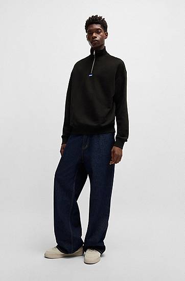 Sweatshirt BOSS HUGO Cotton-Terry Sweatshirt with Zip Closure and Logo Svart | 50522367, 1