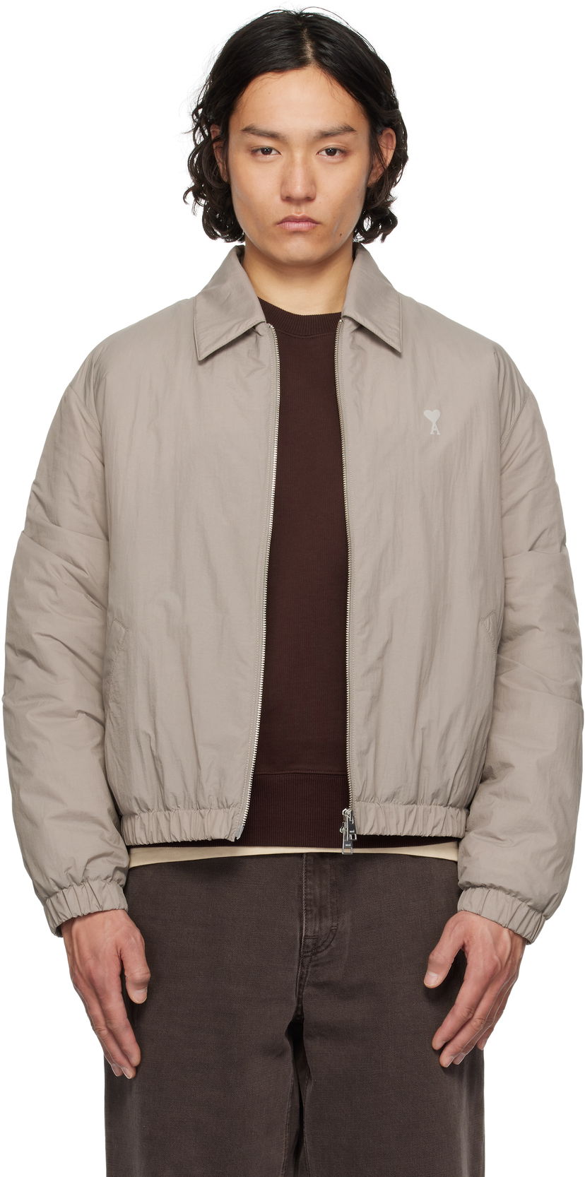 Bomberjacka AMI AMI de Coeur Zipped Jacket Grå | HJK041.PA0009