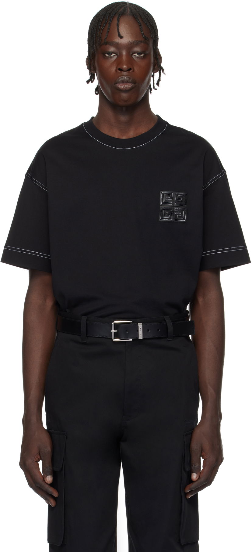 T-shirt Givenchy 4G Logo Embroidered T-Shirt Svart | BM71MG3YPQ004