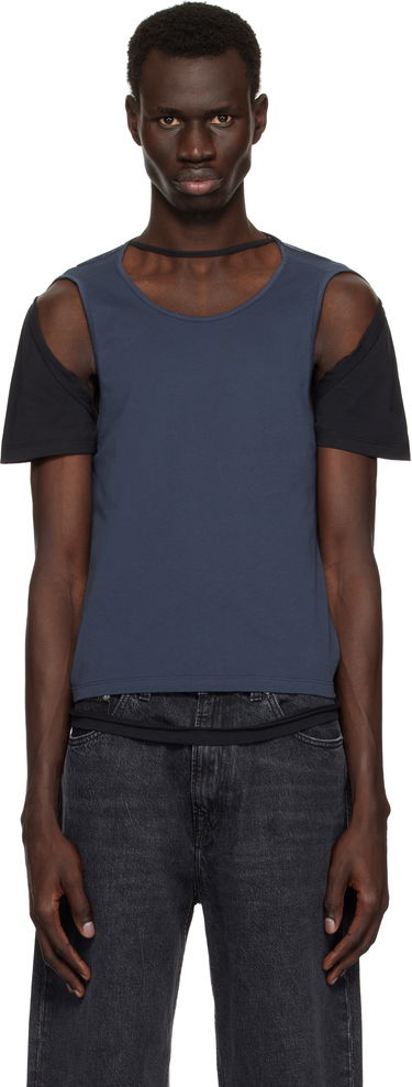 Linne Eckhaus Latta Eckhaus Latta Navy Hugging T-Shirt Blå | 1203-EL-PS25-B - BLACKBERRY, 0