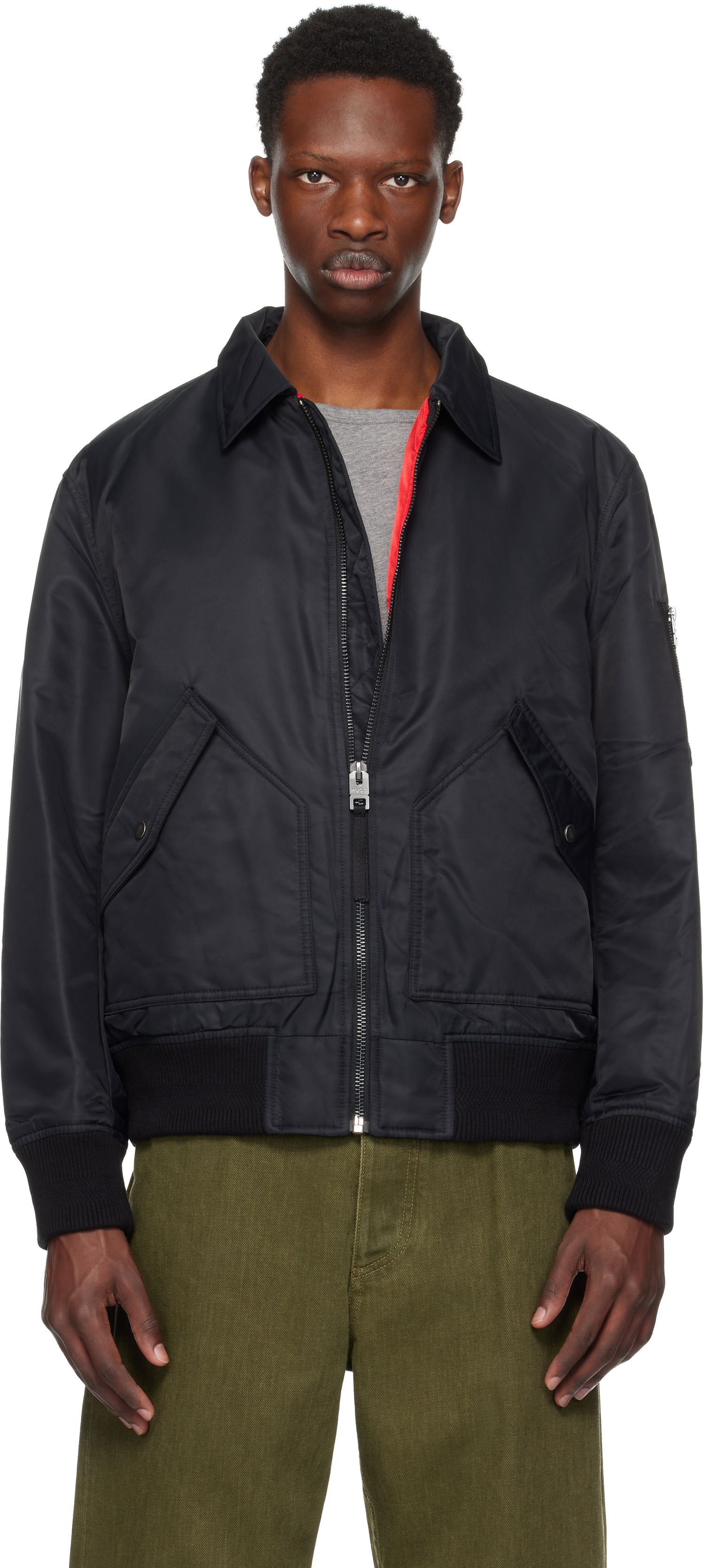 Bomberjacka BOSS HUGO Recycled Nylon Bomber Jacket Svart | 50541604, 0
