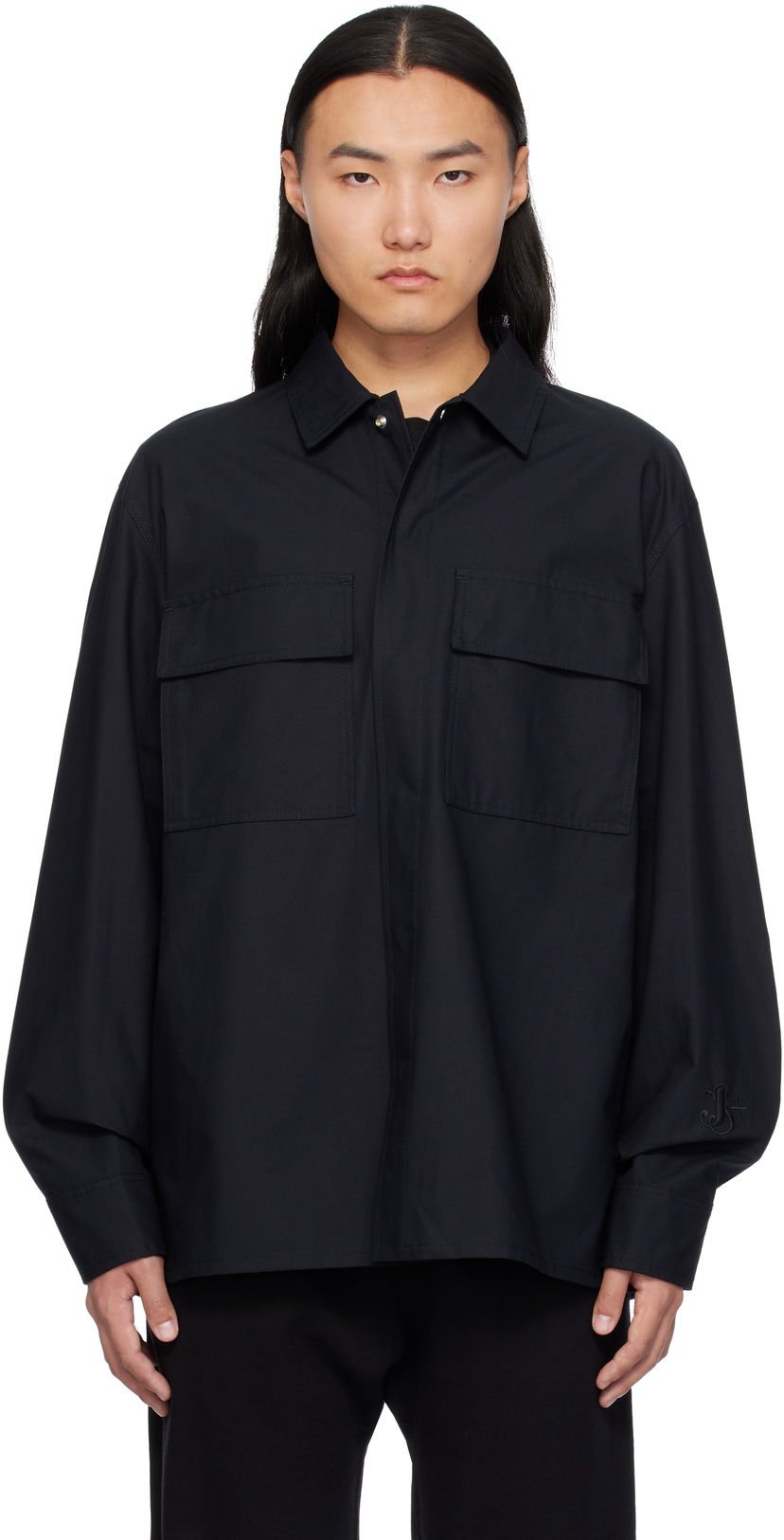Skjorta Jil Sander Embroidered-Logo Blå | J47DL0137_J45039