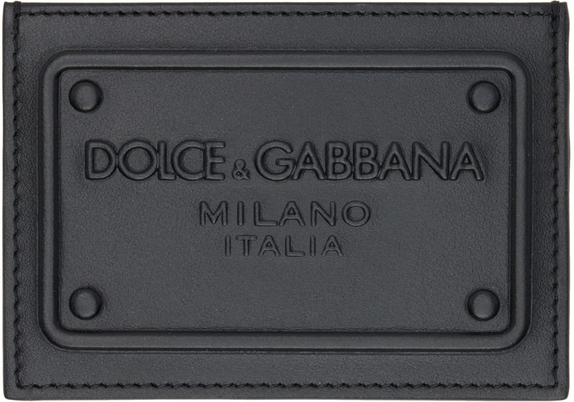 Plånbok Dolce & Gabbana Black Embossed Card Holder Svart | BP3239AG218