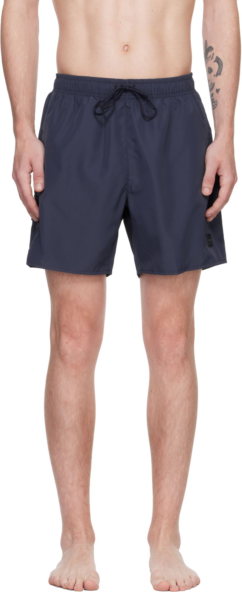 Badkläder BOSS Swim Shorts With Flap Pockets Mörkblå | 50534319