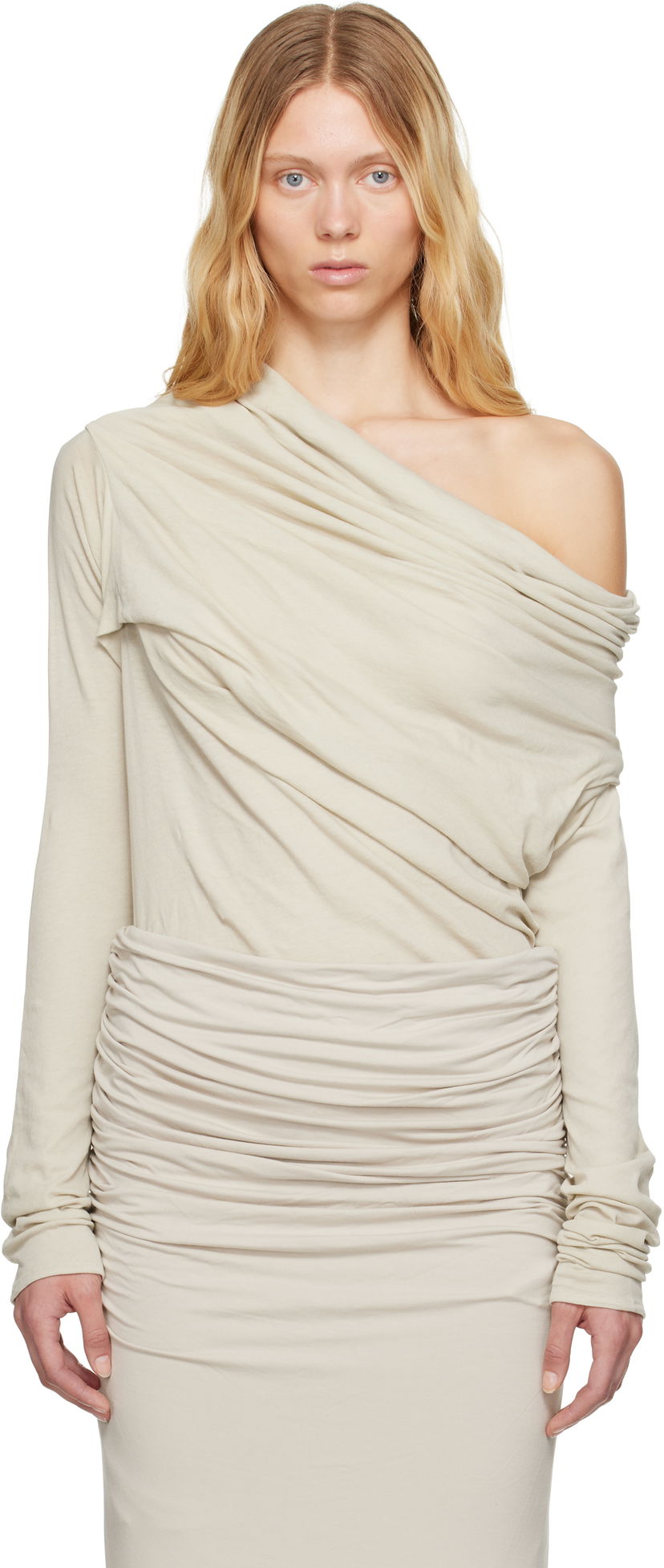 Klä Entire Studios Entire Studios Draped One-Shoulder Top Beige | ESW-S25-8013-ST
