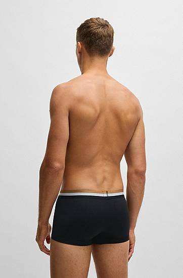 Boxare BOSS Three-pack Cotton-Blend Trunks with Signature Stripe Svart | 50516542, 1