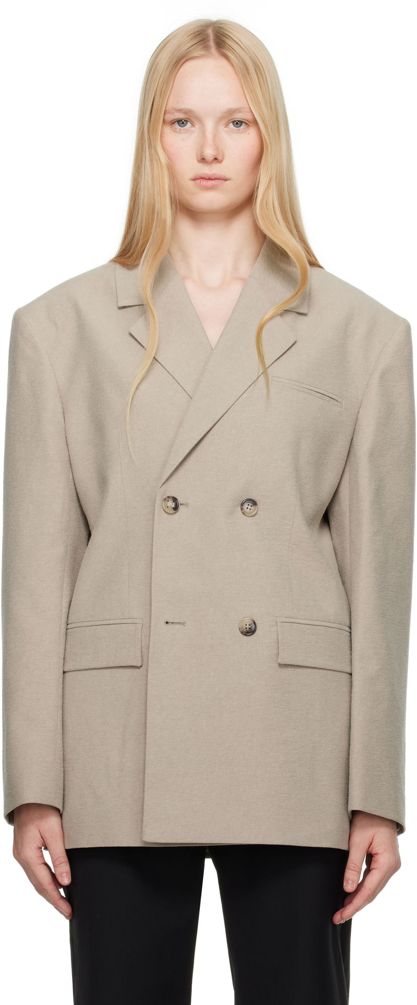 Jacka Nanushka Nanushka Diante Double-Breasted Blazer Beige | NW25SSOW26092