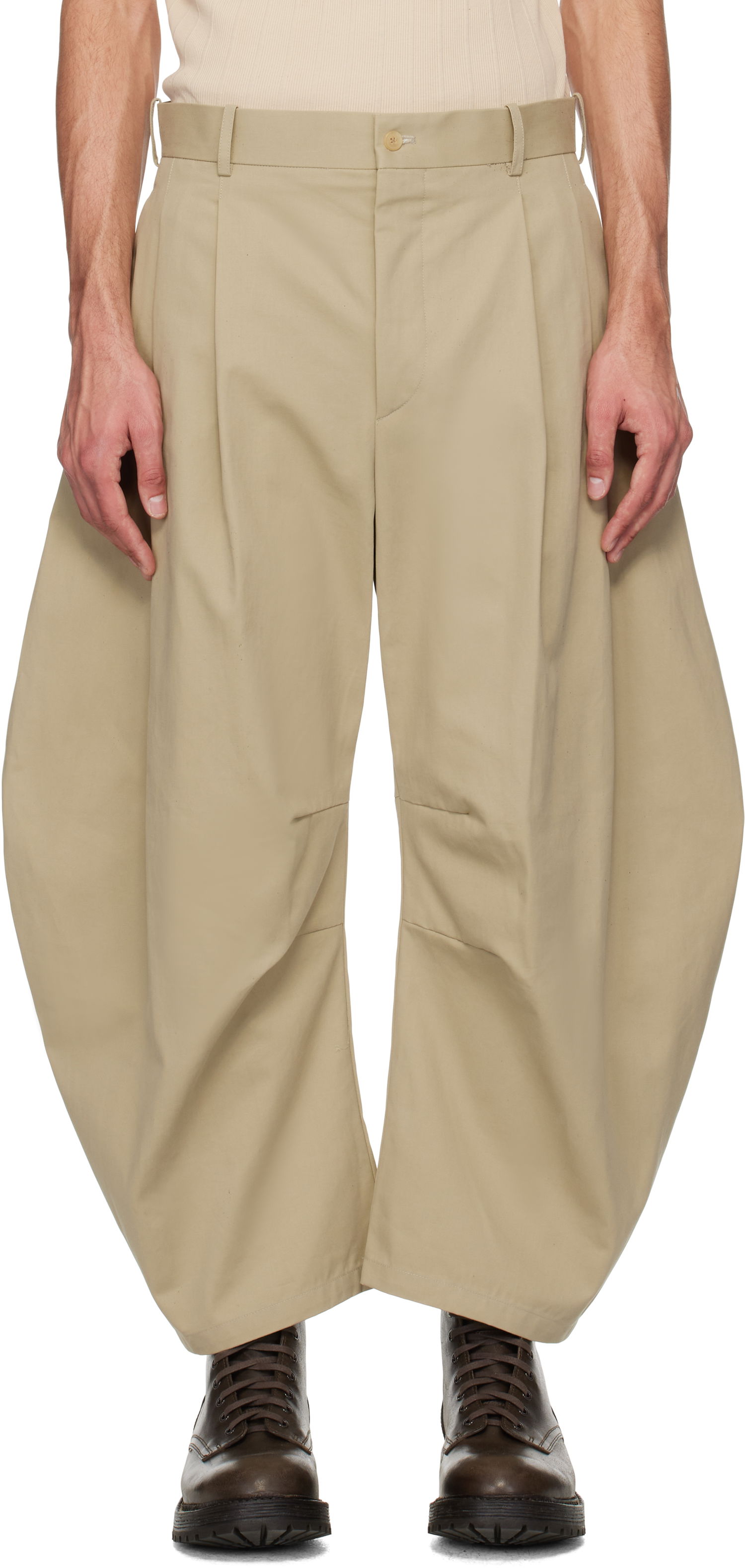 Byxor HED MAYNER Hed Mayner Curved Trousers Beige | HMMA30020A-HA155, 0