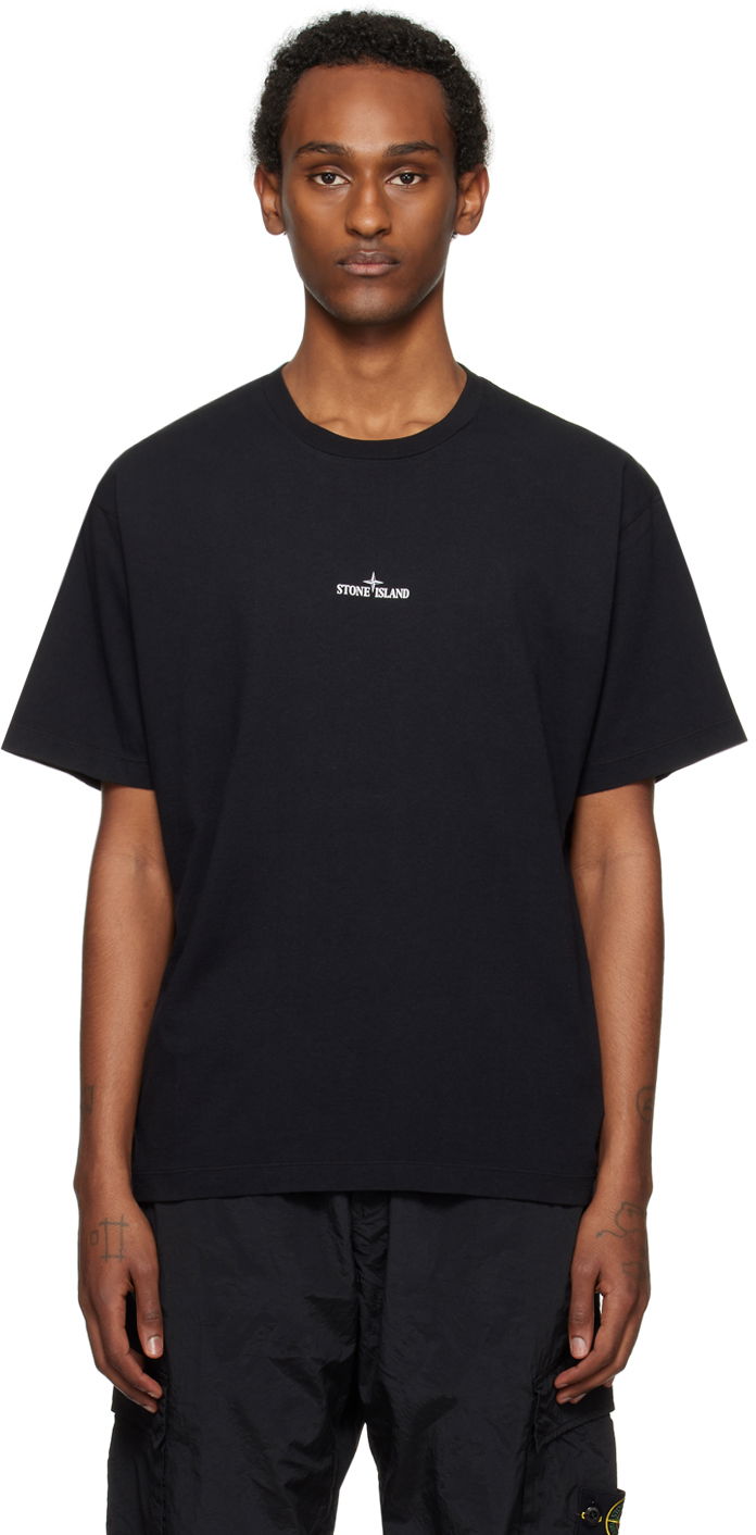T-shirt Stone Island Stamp Two T-Shirt Svart | 80152RC89
