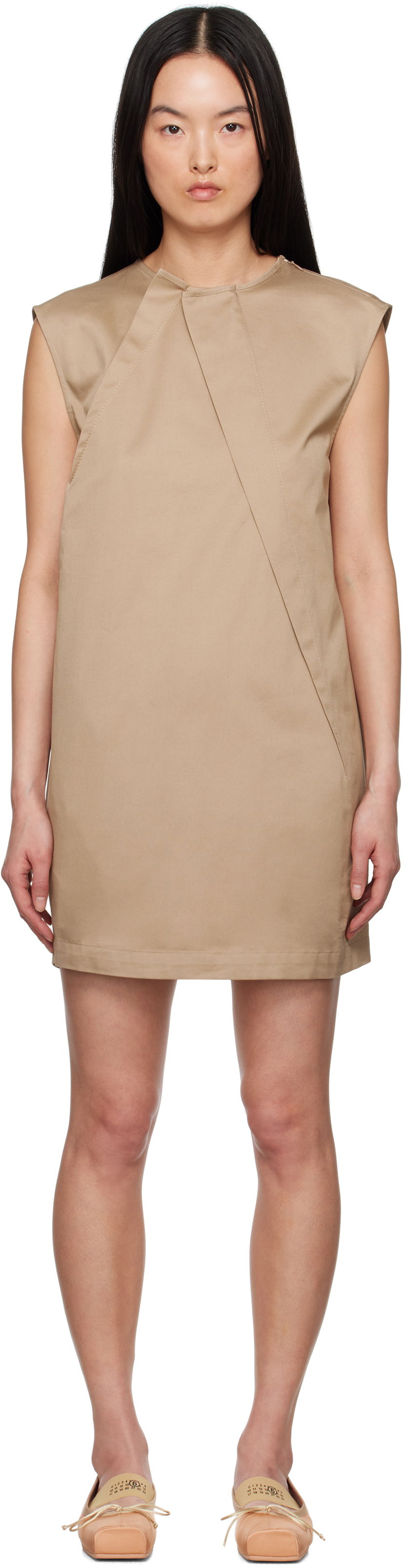Klä Maison Margiela MM6 Maison Margiela Cotton Twill Darting Minidress Beige | S52DA0056 M35368