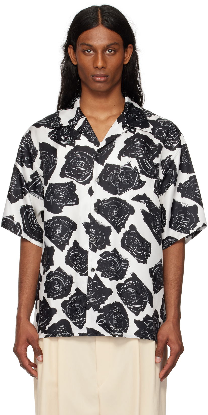 Skjorta Marni Marni Cybele Print Silk Bowling Shirt Vit | CUMU0213A5 UTSG32