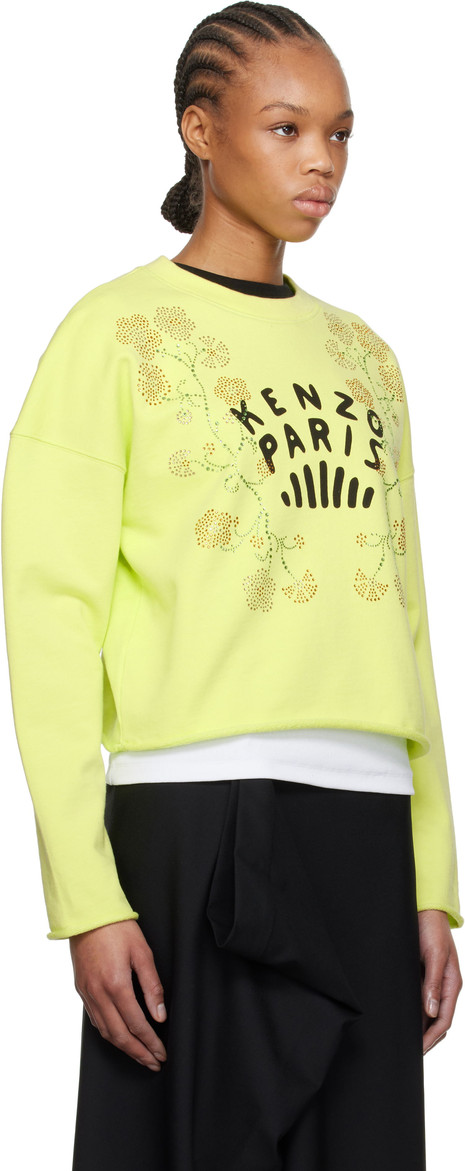 Sweater KENZO Kenzo 'Jungle Flower' Cropped Sweatshirt Gul | FF52SW1774MF, 1