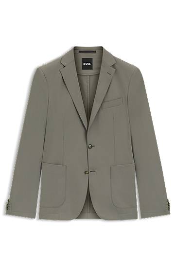 Jacka BOSS Dressletic slim-fit performance-stretch jersey blazer with notch lapels and two-button closure Grå | 50546071