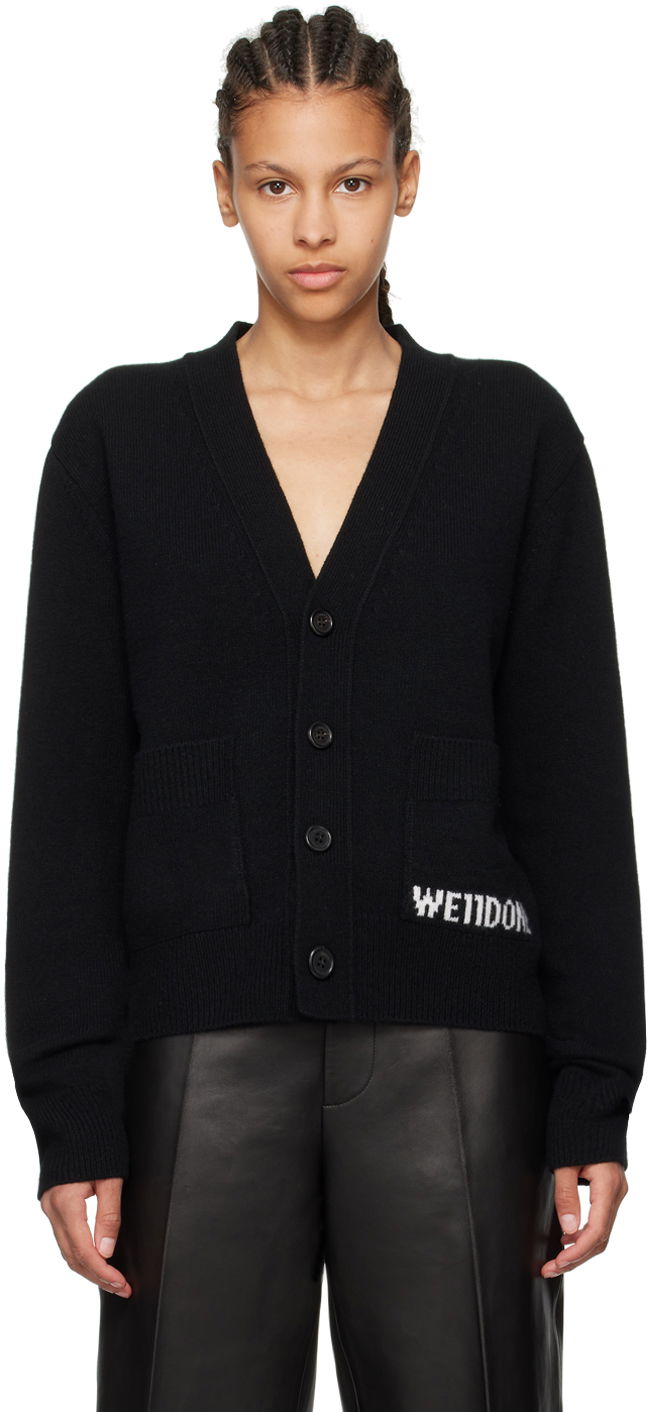 Sweater We11done We11done Patch Pocket Cardigan Svart | WD-KC3-23-621-U-BK